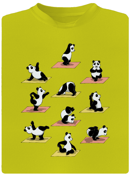 Panda jóga gyerek sport póló Neon Yellow