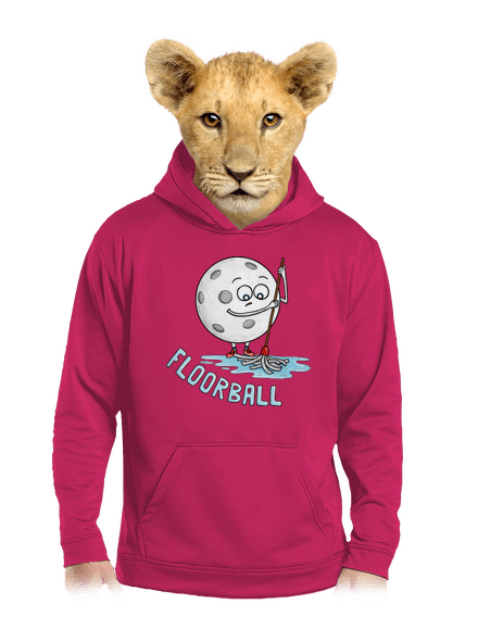 Floorball gyerek kenguruzsebes pulóver Hot Pink