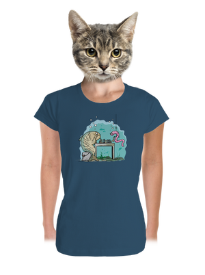 A halat nem lehet kifogni prémium női póló Petrol Blue