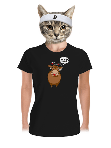 Tehén és bika női sportpóló Black