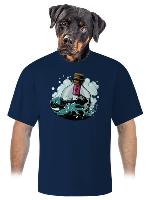 USB üzenet egy üvegben unisex túlméretezett póló Midnight Blue