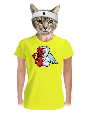 Angyal vagy ördög női sportpóló Neon Yellow