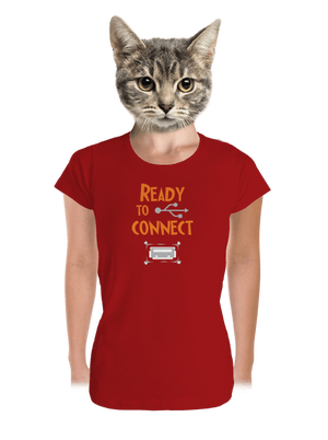 USB csatlakozás prémium női póló Red Mal