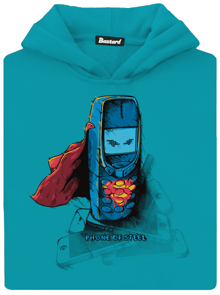 Mobiltelefon acélból gyerek kenguruzsebes pulóver Hawaiian Blue