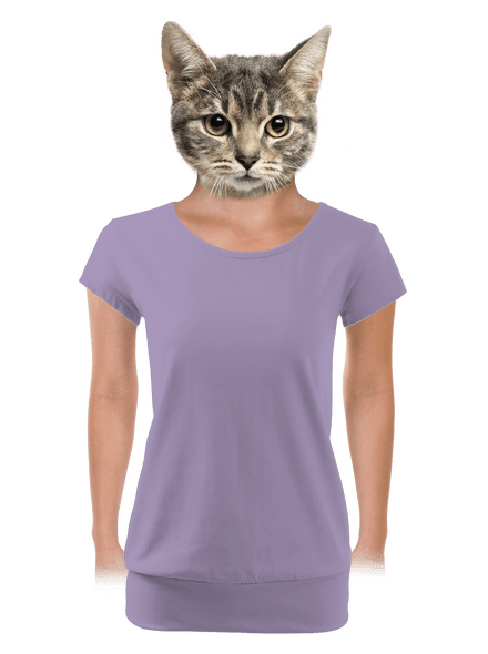 Nyomtatás nélkül női póló elasztikus alsó szegéllyel Lavender