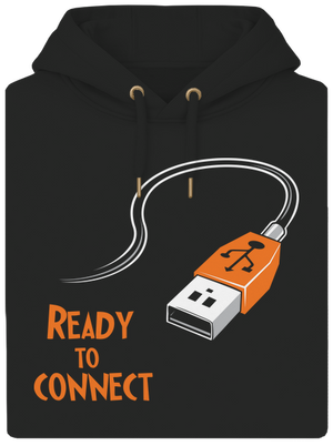 USB csatlakozás unisex prémium pulóver Dark Black