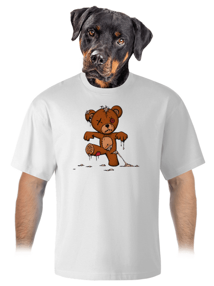 Zombie Teddy unisex túlméretezett póló White