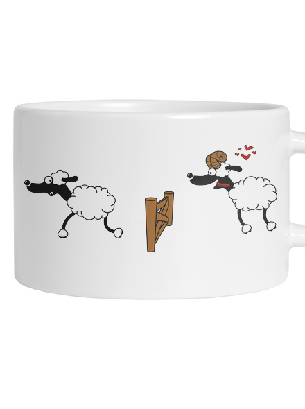 Sheeps in love macaron bögre White