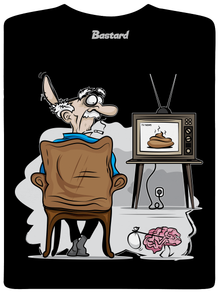 TV News férfi hosszú ujjú póló Black
