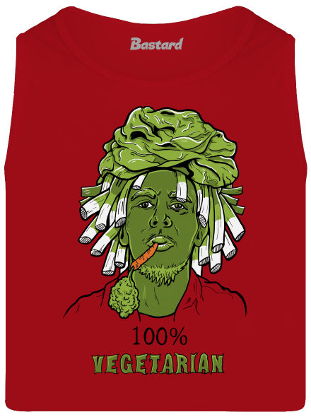 100% vegetáriánus férfi trikó Red