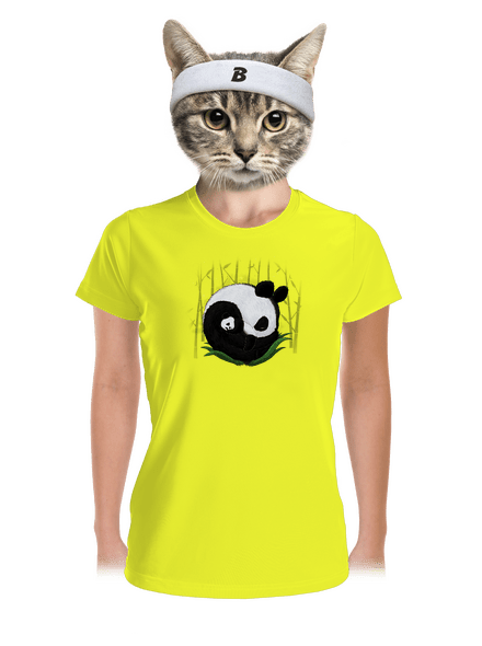 Két alvó panda női sportpóló Neon Yellow