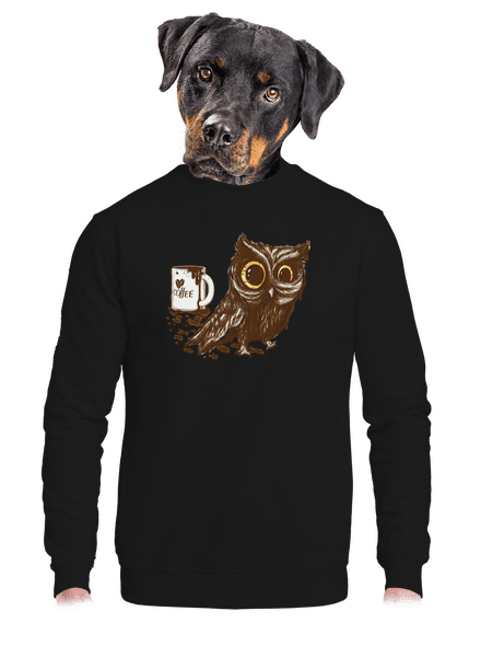 Koffeinfüggő bagoly unisex crewneck Black