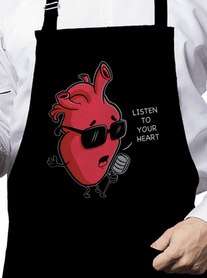 Listen to your heart kötény Black