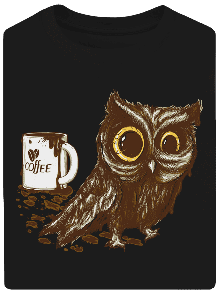 Koffeinfüggő bagoly unisex túlméretezett póló Black