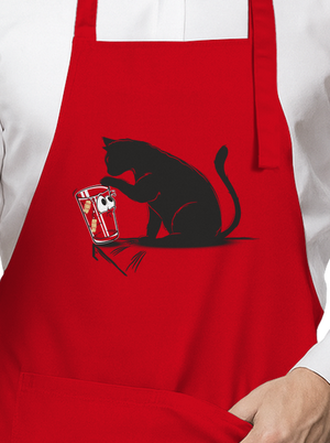 Macska és üveg kötény Red