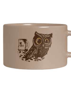 Koffeinfüggő bagoly macaron bögre Brown Macaron