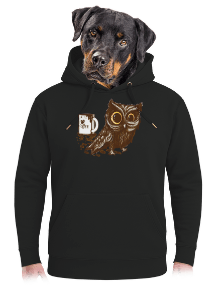 Koffeinfüggő bagoly unisex prémium pulóver Dark Black