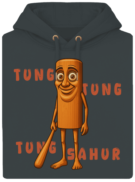 Tung Tung Tung Sahur – Italian Brainrot unisex prémium pulóver Charcoal