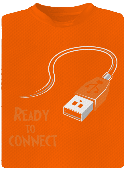 USB csatlakozás férfi sportpóló Neon Orange