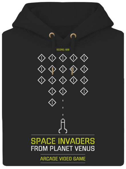 Space Invaders unisex prémium pulóver Dark Black