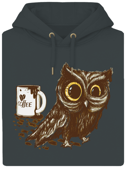 Koffeinfüggő bagoly unisex prémium pulóver Charcoal