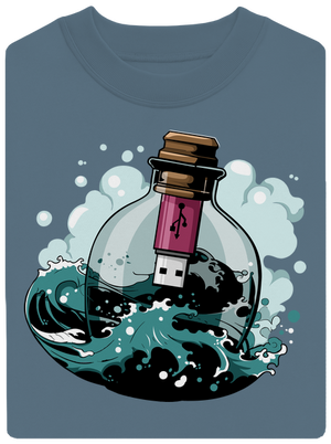 USB üzenet egy üvegben unisex crewneck Nordic Blue