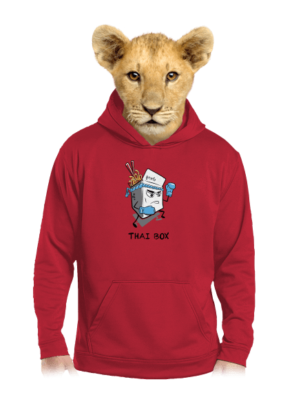 Thai box gyerek kenguruzsebes pulóver Fire Red