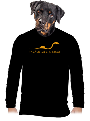 Találd meg a cicát férfi hosszú ujjú póló Black