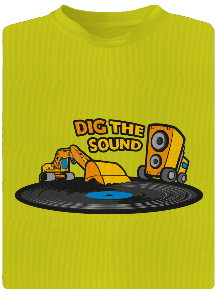 Dig the sound férfi sportpóló Neon Yellow