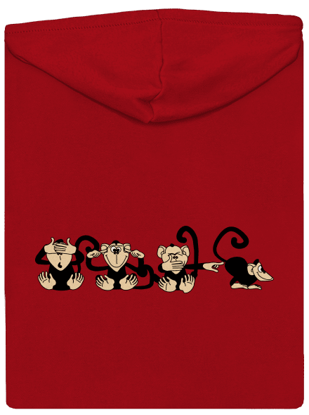 Majmok cipzáras férfi pulóver Red