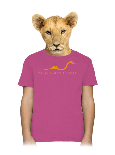 Találd meg a cicát gyerek póló Fuchsia