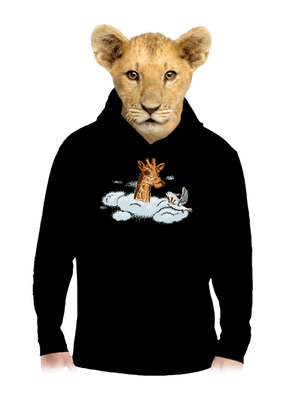 Zsiráf a felhőkben gyerek kenguruzsebes pulóver Black