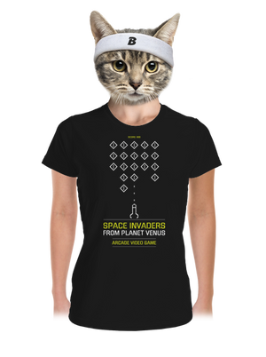 Space Invaders női sportpóló Black