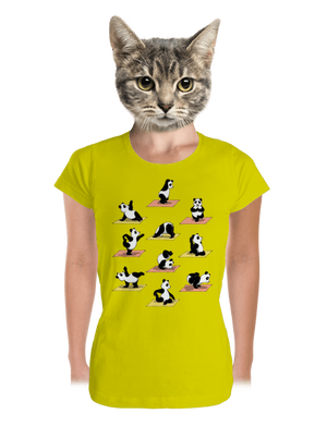 Panda jóga prémium női póló Lemon