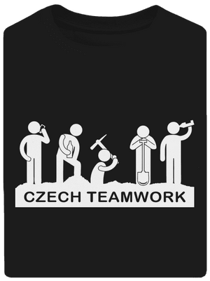 Czech Teamwork unisex túlméretezett póló Black