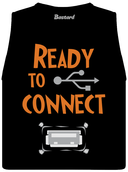 USB csatlakozás női bővített trikó Black