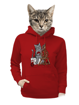 Dorombol a macska női kenguruzsebes pulóver Red Mal