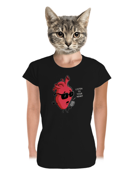 Listen to your heart prémium női póló Black