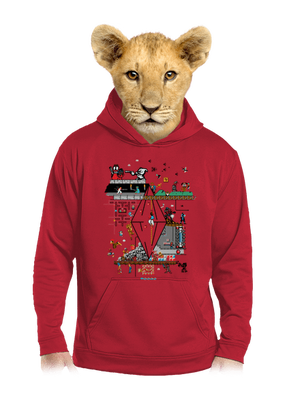 Veretés gyerek kenguruzsebes pulóver Fire Red