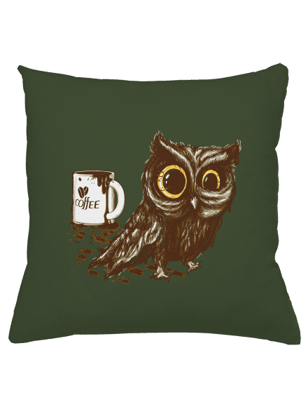 Koffeinfüggő bagoly párna Olive Green