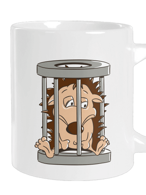 Sün a ketrecben nagy bögre White