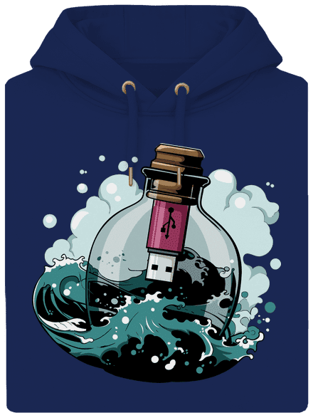 USB üzenet egy üvegben unisex prémium pulóver Navy