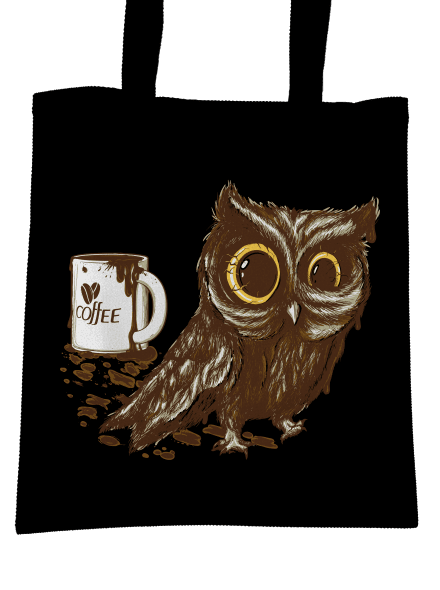 Koffeinfüggő bagoly táska Black