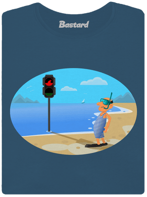 Biztonságos úszás prémium női póló Petrol Blue