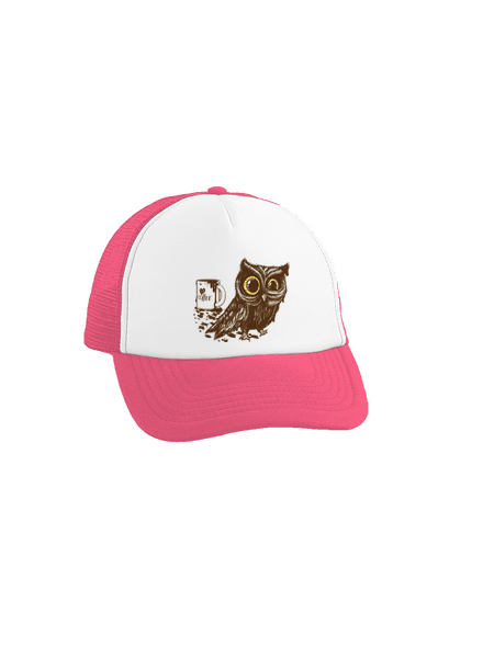 Koffeinfüggő bagoly teherautós sapka Fluorescent Pink cap