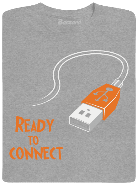 USB csatlakozás férfi póló Sport Grey