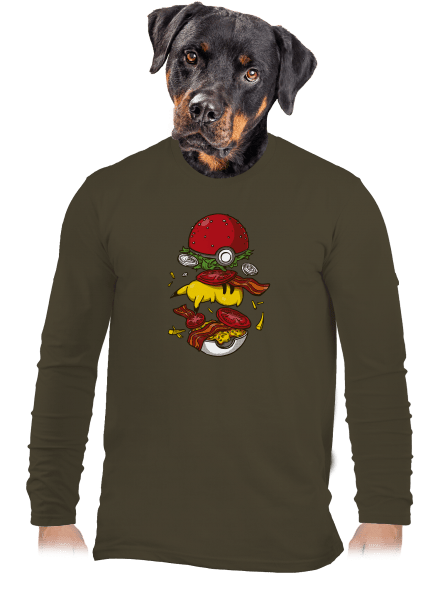 Pokémon burger férfi hosszú ujjú póló Urban Khaki