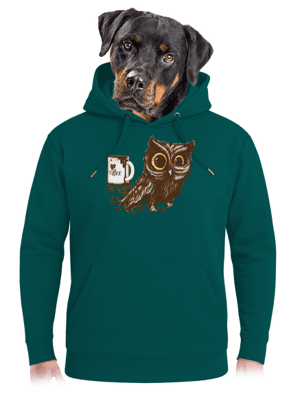 Koffeinfüggő bagoly unisex prémium pulóver Emerald Green