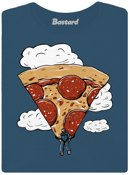 Pizza ejtőernyős prémium női póló Petrol Blue