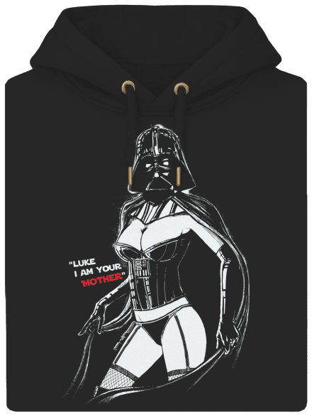Mrs. Vader unisex prémium pulóver Dark Black